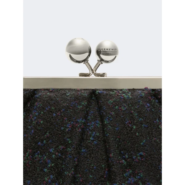 Max Mara Accenni Small Wool Boucle Pasticcino Bag in Black | Clutch Bags | Luxury Shoes 