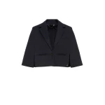 Max Mara Accento Water-Repellent Gabardine Cape in Midnight Blue | Coats | Luxury Shoes 