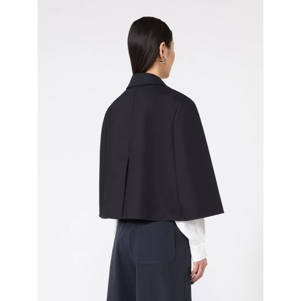 Max Mara Accento Water-Repellent Gabardine Cape in Midnight Blue | Coats | Luxury Shoes 