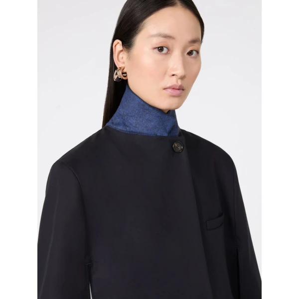 Max Mara Accento Water-Repellent Gabardine Cape in Midnight Blue | Coats | Luxury Shoes 
