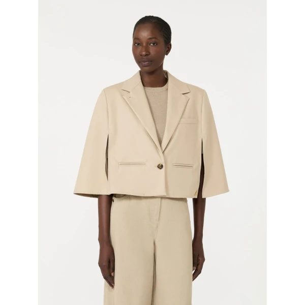 Max Mara Accento Water-Repellent Gabardine Cape in Stone Grey | Coats | Luxury Shoes 