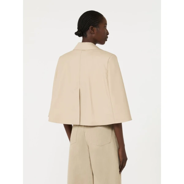 Max Mara Accento Water-Repellent Gabardine Cape in Stone Grey | Coats | Luxury Shoes 