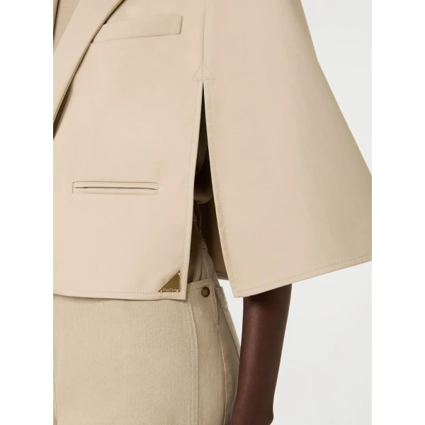 Max Mara Accento Water-Repellent Gabardine Cape in Stone Grey | Coats | Luxury Shoes 