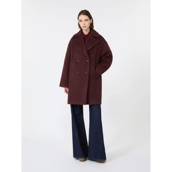 Max Mara Accento Wool and Alpaca Blend Coat in Bordeaux | Wool Coat | Luxury Shoes 
