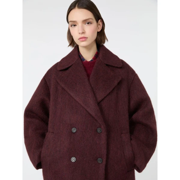 Max Mara Accento Wool and Alpaca Blend Coat in Bordeaux | Wool Coat | Luxury Shoes 