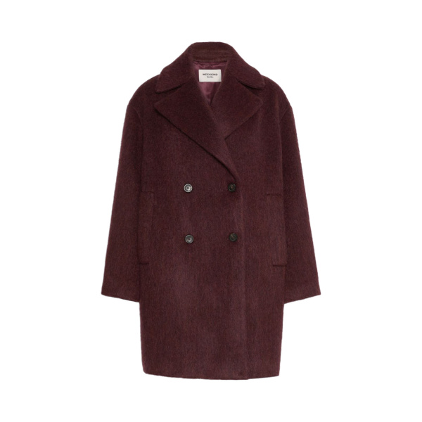 Max Mara Accento Wool and Alpaca Blend Coat in Bordeaux | Wool Coat | Luxury Shoes 