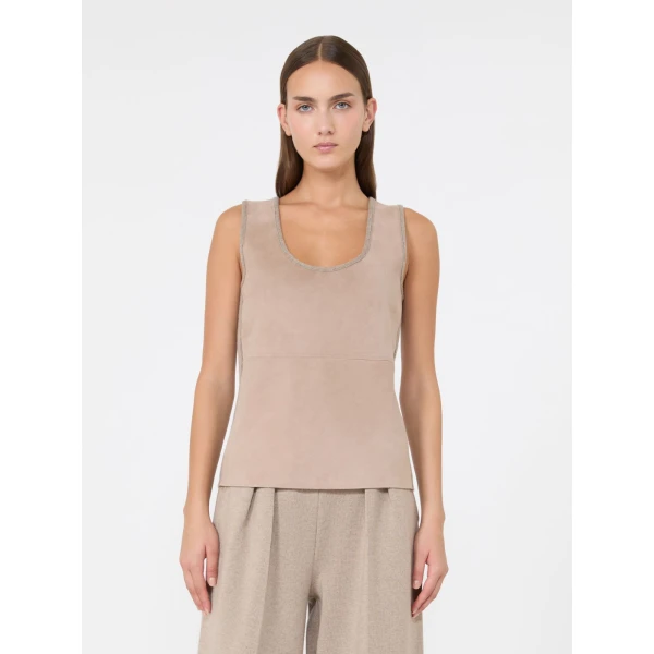 Max Mara Accordo Wool and Cashmere Top in Beige | Tops | Luxury Shoes 