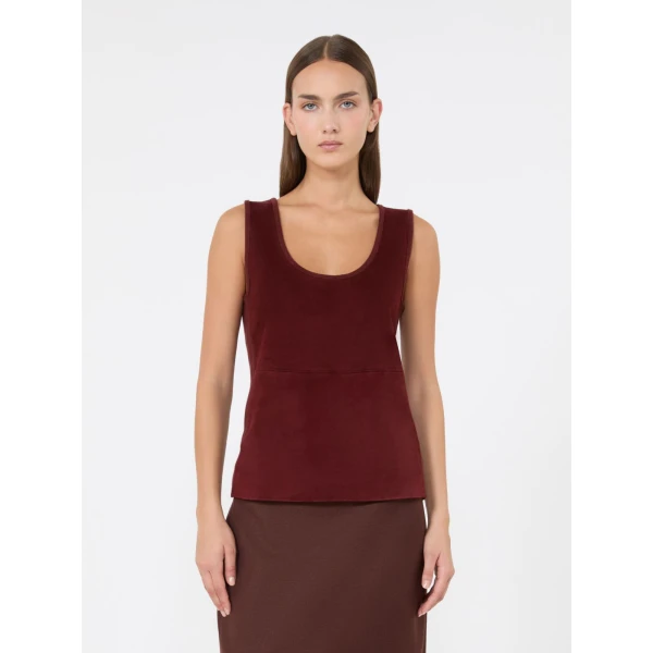 Max Mara Accordo Wool and Cashmere Top in Brown Bordeaux | Tops | Luxury Shoes 