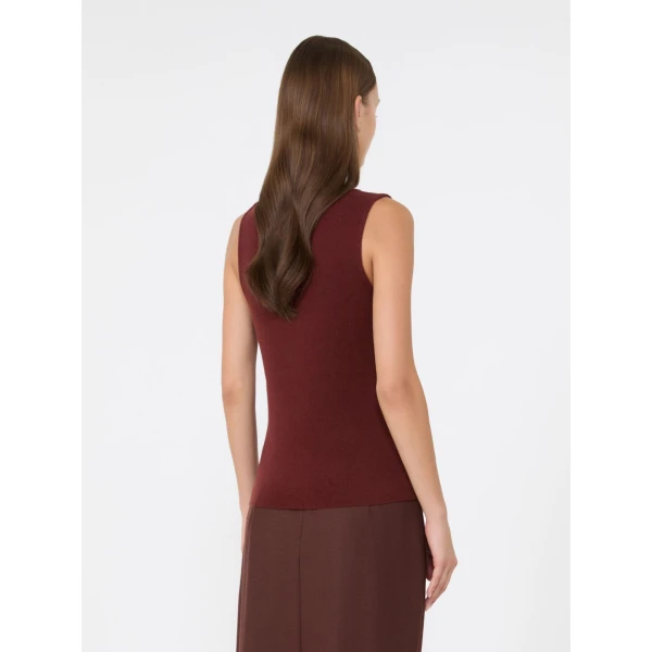 Max Mara Accordo Wool and Cashmere Top in Brown Bordeaux | Tops | Luxury Shoes 