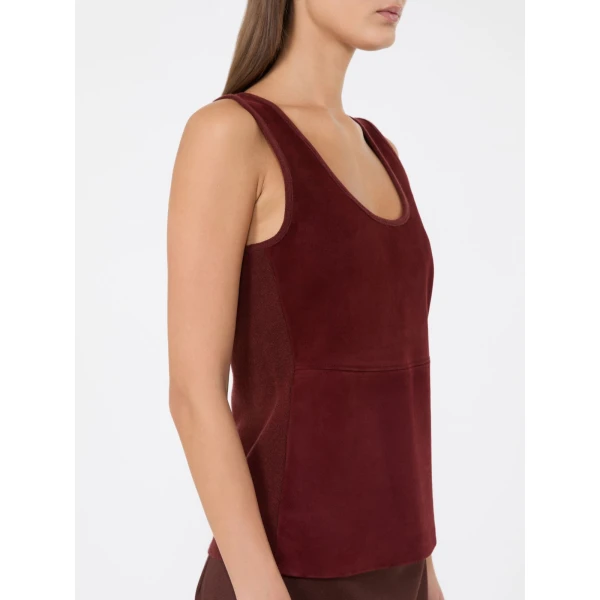 Max Mara Accordo Wool and Cashmere Top in Brown Bordeaux | Tops | Luxury Shoes 