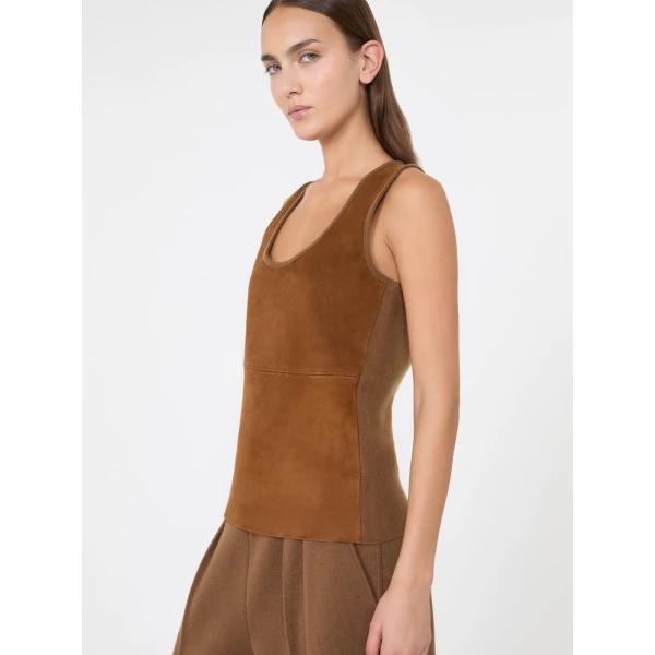 Max Mara Accordo Wool and Cashmere Top in Camel | Tops | Luxury Shoes 