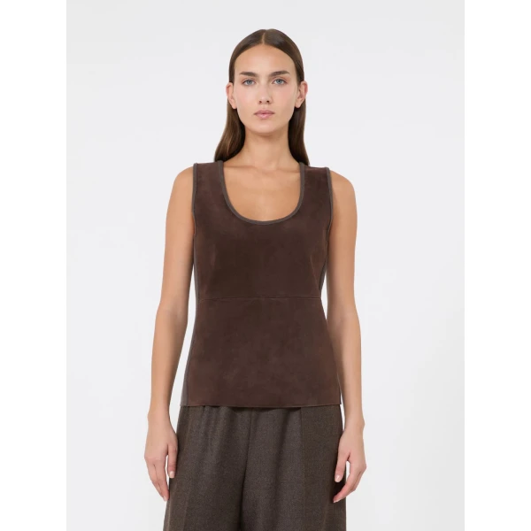 Max Mara Accordo Wool and Cashmere Top in Mud | Tops | Luxury Shoes 