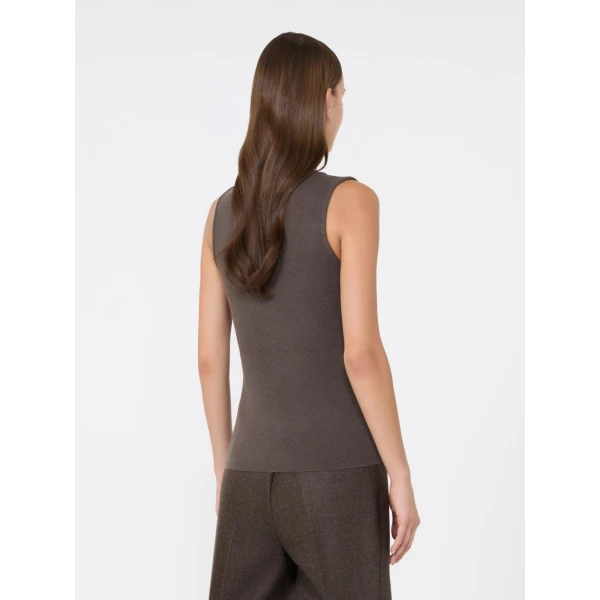 Max Mara Accordo Wool and Cashmere Top in Mud | Tops | Luxury Shoes 