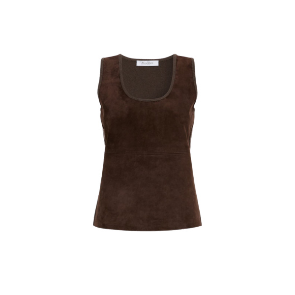 Max Mara Accordo Wool and Cashmere Top in Mud | Tops | Luxury Shoes 