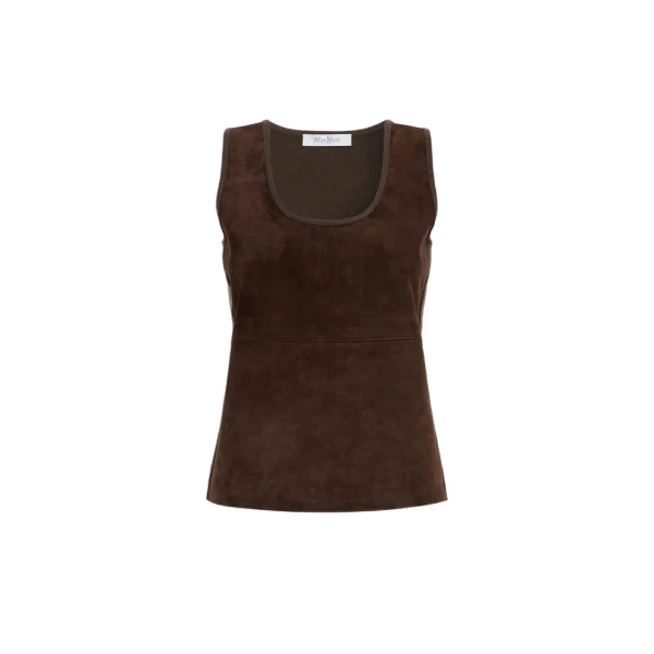 Max Mara Accordo Wool and Cashmere Top in Mud | Tops | Luxury Shoes 