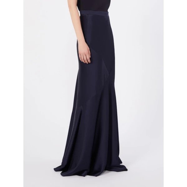 Max Mara Acerbo Long Envers Satin Skirt in Midnight Blue | Maxi Skirts | Luxury Shoes 