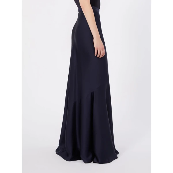 Max Mara Acerbo Long Envers Satin Skirt in Midnight Blue | Maxi Skirts | Luxury Shoes 