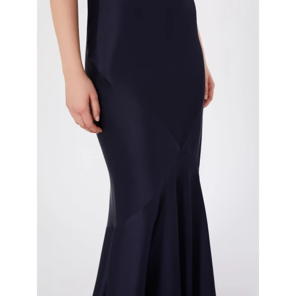 Max Mara Acerbo Long Envers Satin Skirt in Midnight Blue | Maxi Skirts | Luxury Shoes 