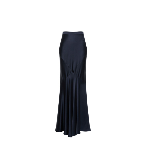 Max Mara Acerbo Long Envers Satin Skirt in Midnight Blue | Maxi Skirts | Luxury Shoes 