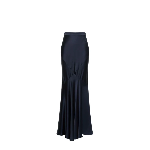 Max Mara Acerbo Long Envers Satin Skirt in Midnight Blue | Maxi Skirts | Luxury Shoes 