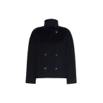 Max Mara Aceri Double Wool, Cashmere and Silk Pea Coat in Navy | Wool Coat | Luxury Shoes 