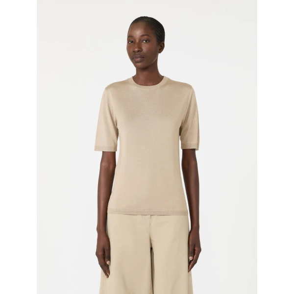 Max Mara Aceti Cashmere and Silk Sweater in Stone Grey | Sweaters | Luxury Shoes 