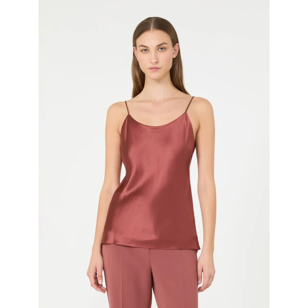 Max Mara Aceti Silk Satin Top in Antique Rose | Blouse | Luxury Shoes 