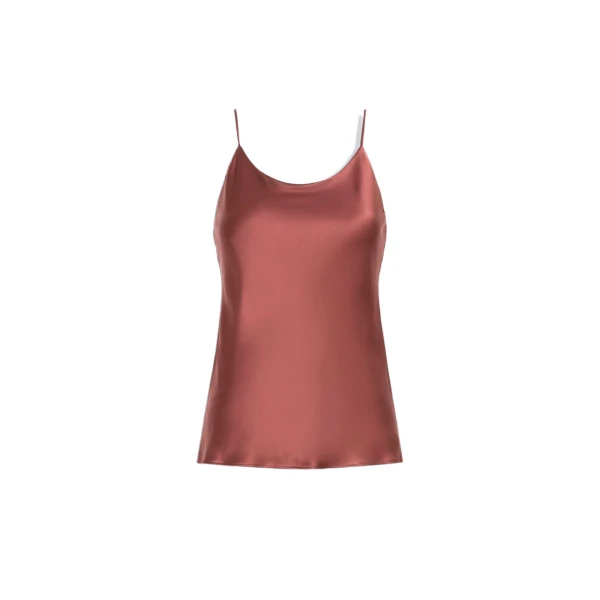 Aceti Silk Satin Top in Antique Rose