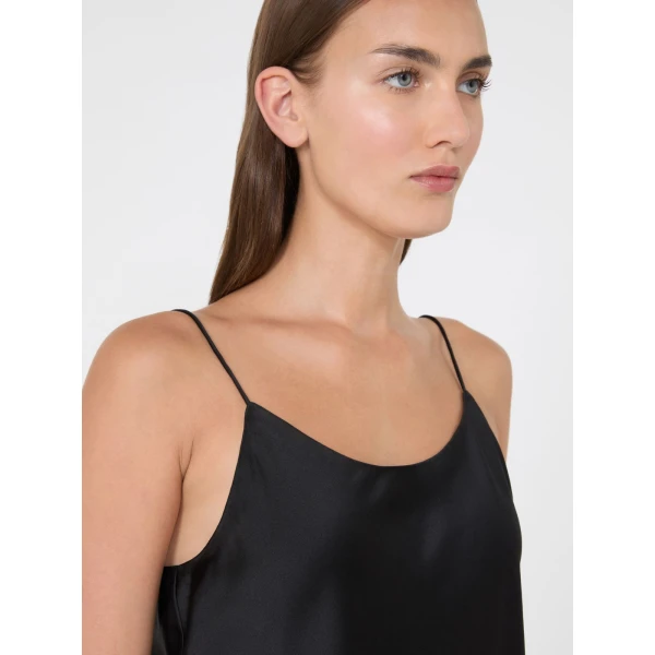 Max Mara Aceti Silk Satin Top in Black | Blouse | Luxury Shoes 