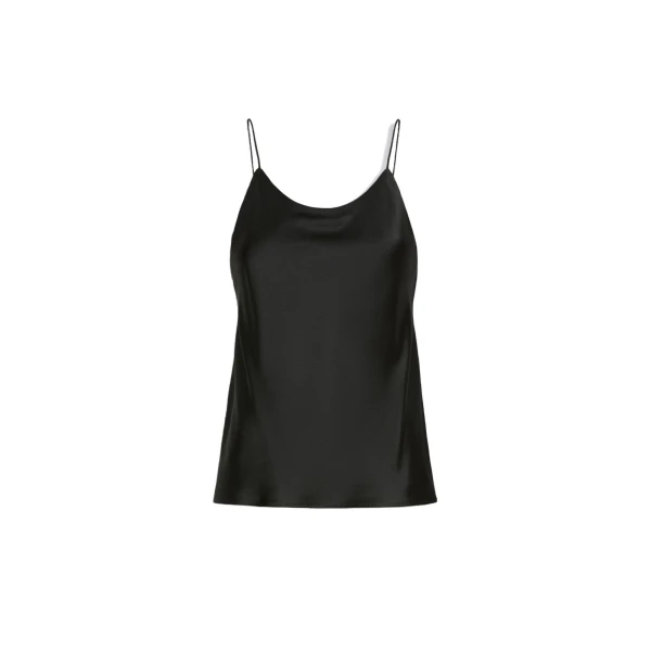 Aceti Silk Satin Top in Black