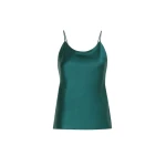 Max Mara Aceti Silk Satin Top in Dark Green | Blouse | Luxury Shoes 