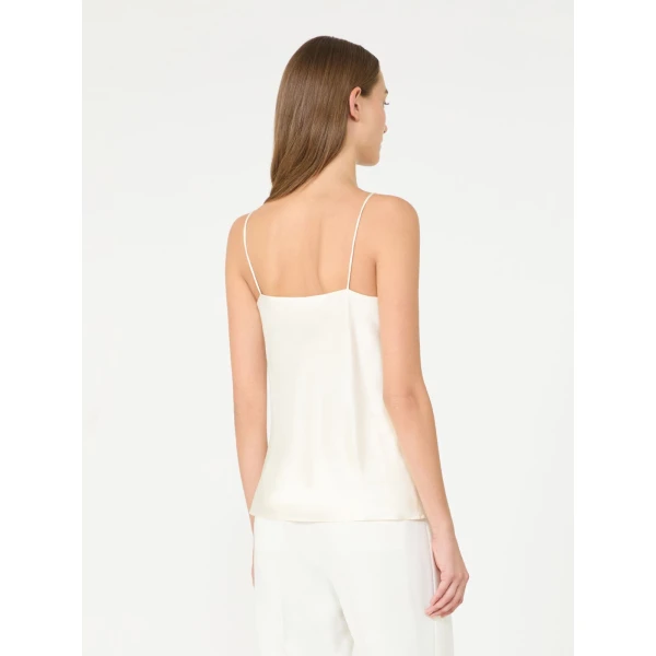 Max Mara Aceti Silk Satin Top in Silk White | Blouse | Luxury Shoes 
