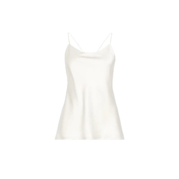 Aceti Silk Satin Top in Silk White