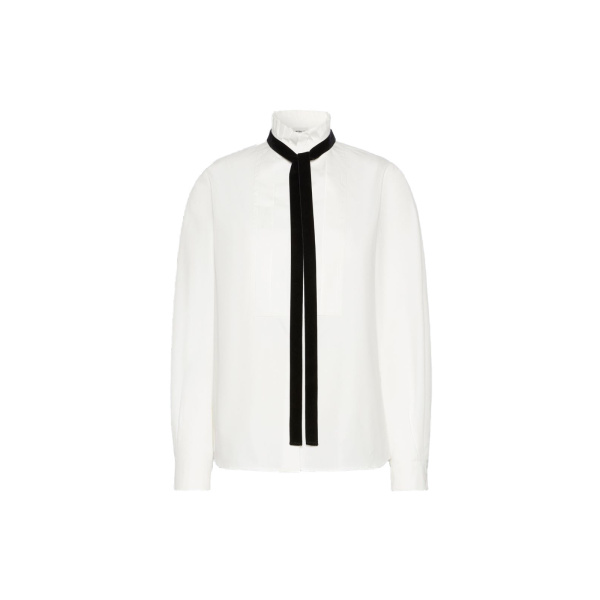 Max Mara Aceto Poplin Tuxedo Shirt in Optical White | Shirts | Luxury Shoes 