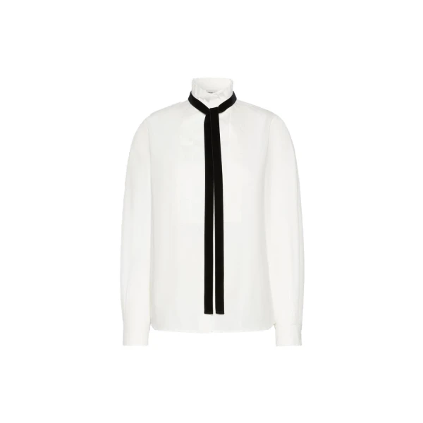 Max Mara Aceto Poplin Tuxedo Shirt in Optical White | Shirts | Luxury Shoes 