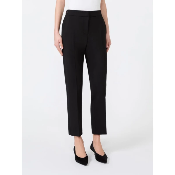 Max Mara Acino Slim Double Woollen Cloth Trousers in Black | Tailored pants | Luxury Shoes 