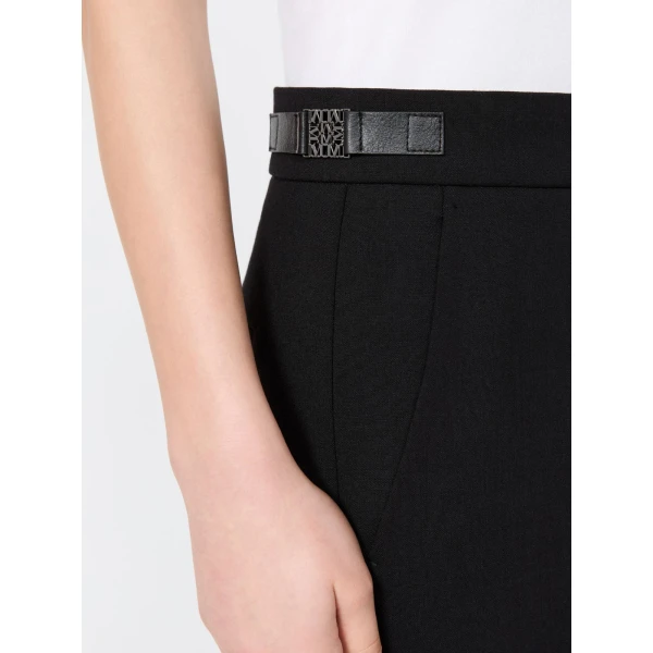 Max Mara Acino Slim Double Woollen Cloth Trousers in Black | Tailored pants | Luxury Shoes 