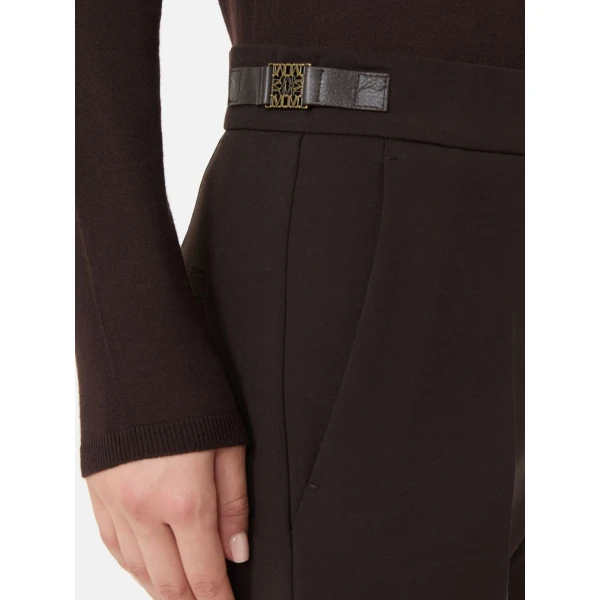 Max Mara Acino Slim Double Woollen Cloth Trousers in Dark Brown | Tailored pants | Luxury Shoes 