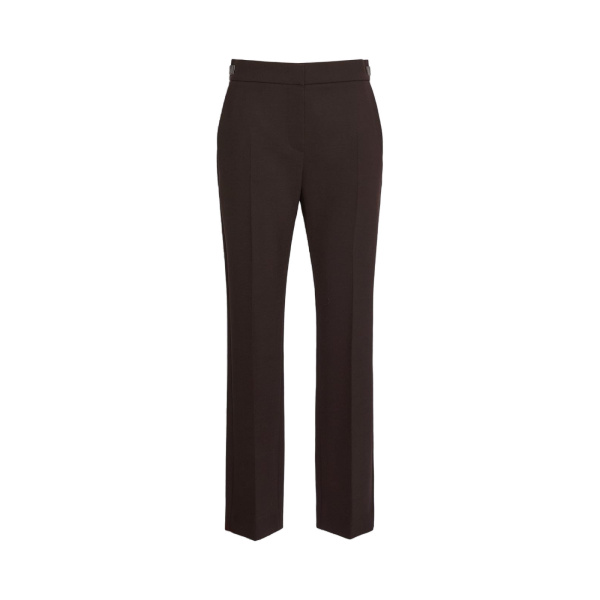 Max Mara Acino Slim Double Woollen Cloth Trousers in Dark Brown | Tailored pants | Luxury Shoes 
