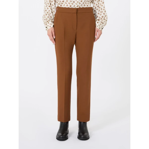 Max Mara Acino Slim Double Woollen Cloth Trousers in Tobacco | Tailored pants | Luxury Shoes 