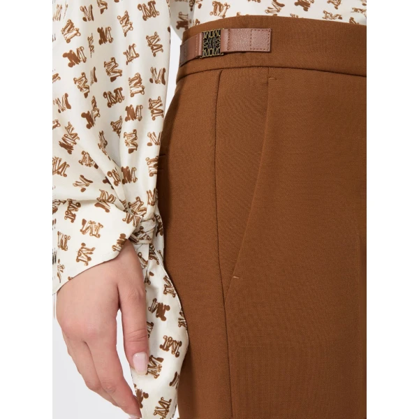 Max Mara Acino Slim Double Woollen Cloth Trousers in Tobacco | Tailored pants | Luxury Shoes 