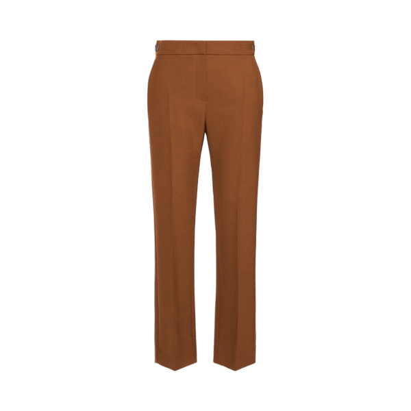 Max Mara Acino Slim Double Woollen Cloth Trousers in Tobacco | Tailored pants | Luxury Shoes 