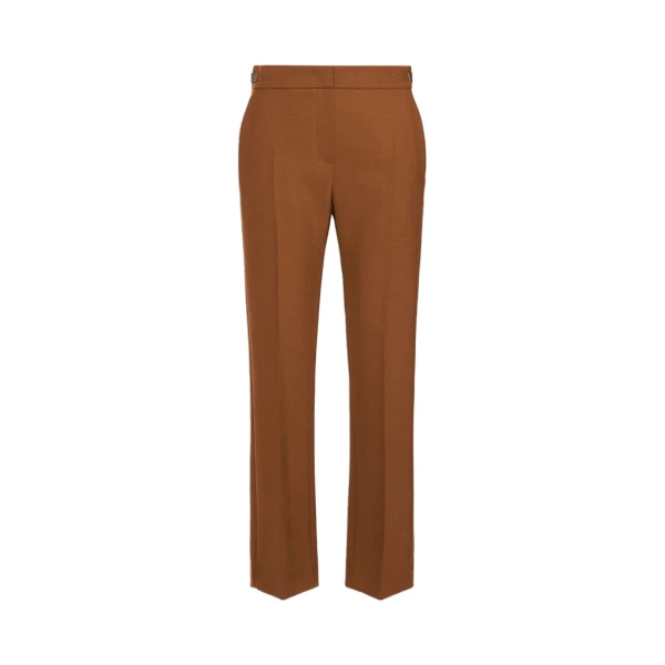Acino Slim Double Woollen Cloth Trousers in Tobacco