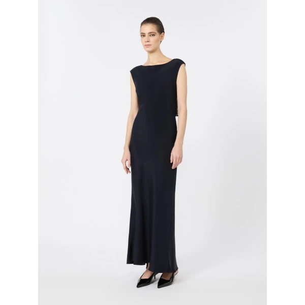 Max Mara Acino Slim-Fit Silk Crepe de Chine Dress in Ultramarine | Maxi Dresses | Luxury Shoes 