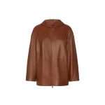 Max Mara Acinoso Nappa Leather Hooded Jacket in Tobacco | Leather Jackets | Luxury Shoes 