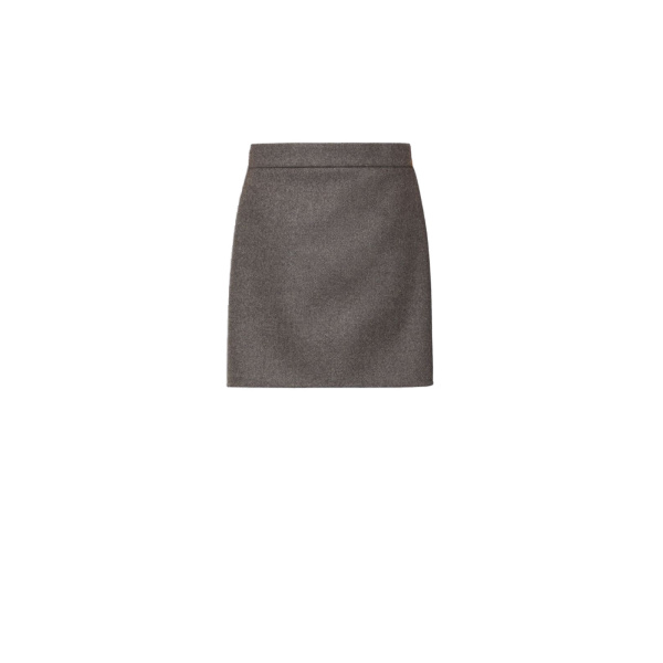 Max Mara Acinoso Short Felted Wool Skirt in Brown Grey | Mini Skirts | Luxury Shoes 