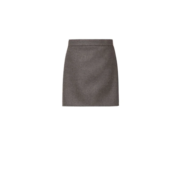 Acinoso Short Felted Wool Skirt in Brown Grey