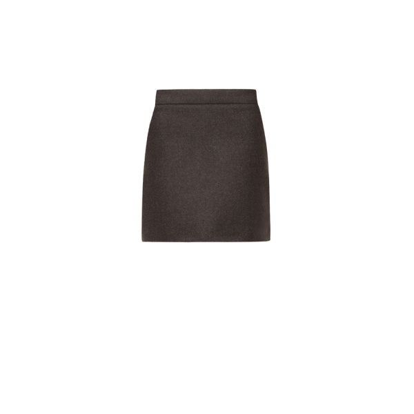 Max Mara Acinoso Short Felted Wool Skirt in Mud | Mini Skirts | Luxury Shoes 