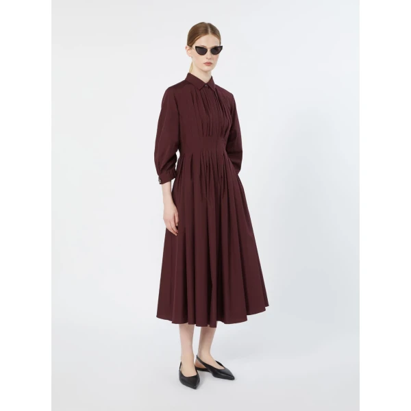 Max Mara Adagio Cotton Poplin Shirt Dress in Dark Red | Shirtdress | Luxury Shoes 