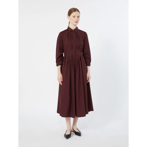 Max Mara Adagio Cotton Poplin Shirt Dress in Dark Red | Shirtdress | Luxury Shoes 